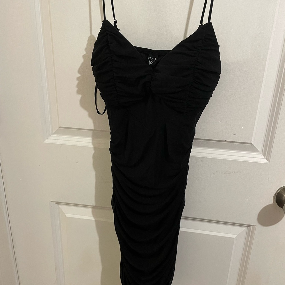 Windsor Black Ruched Mini Dress